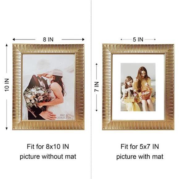 8x10 Inch 2 Pack Ornate Champagne Gold Picture Frame Set for Table Top Display - Picture 6 of 6